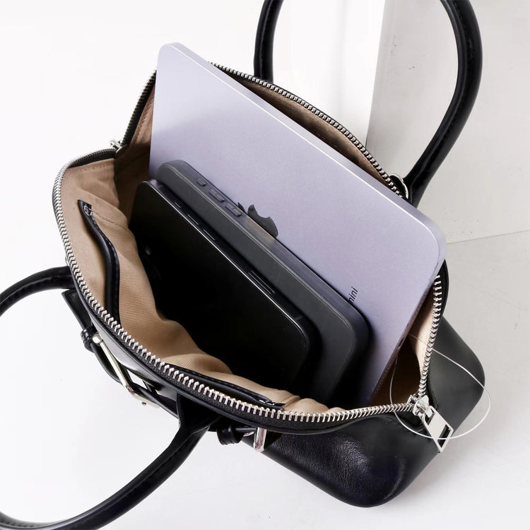 質感真皮|2025新款百搭手提包時尚優雅肩斜背包韓國小眾手提保齡球包包「6717」25.07-2