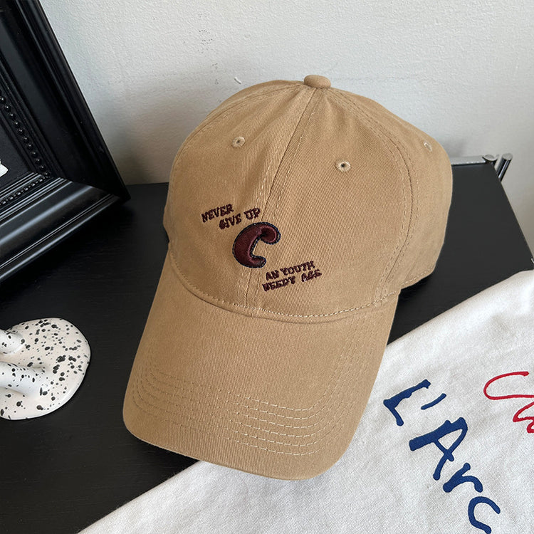 流行帽子|C字母棒球帽女春夏韓系刺繡軟頂遮陽帽學生情侶顯臉小戶外鴨舌帽「C4885」24.12-5