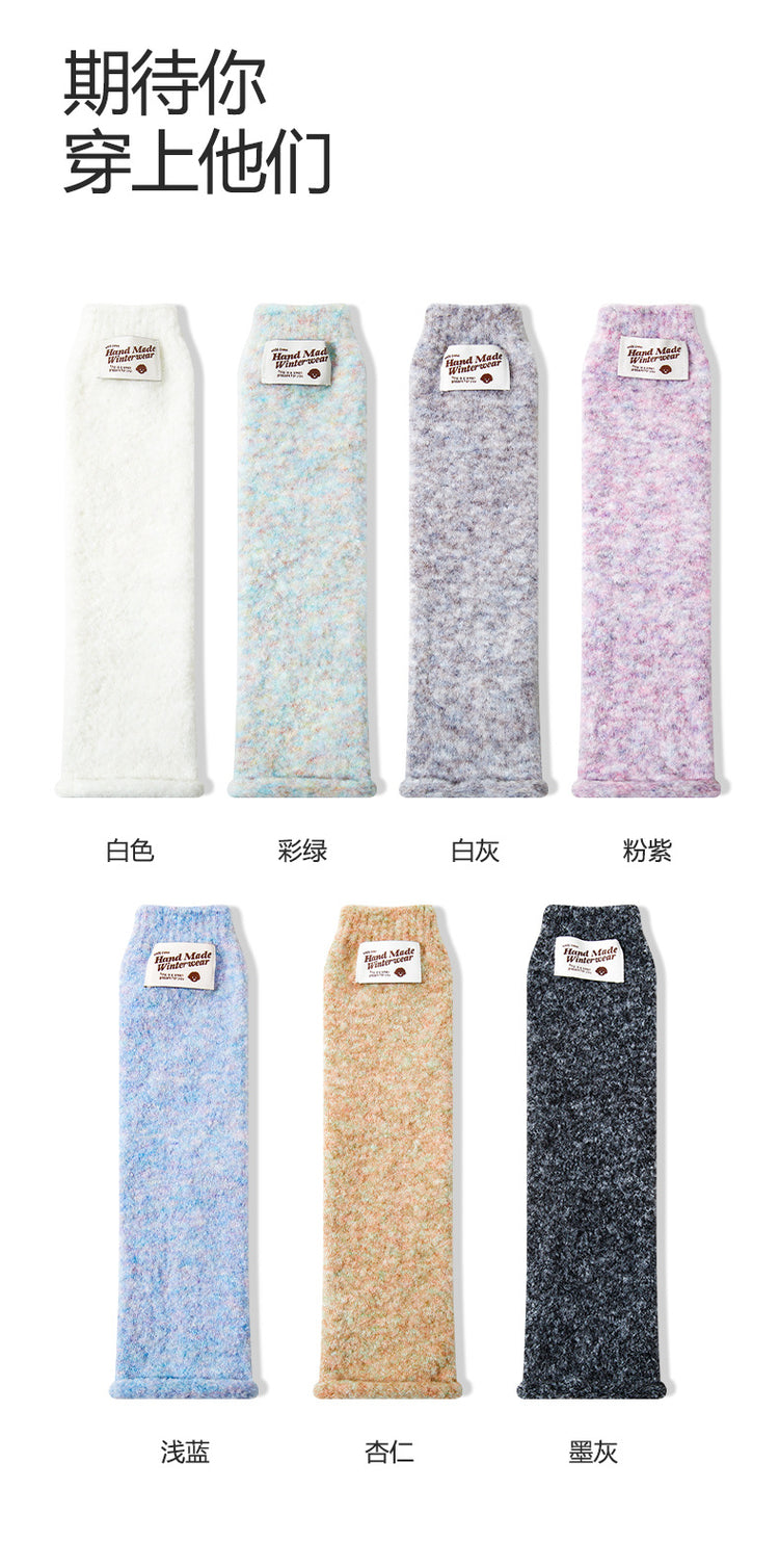 女襪|白色羊絨襪子女彈力羅口蓄熱鎖溫堆堆襪套秋冬季加厚保暖舒適腿套「YM2470」24.12-4