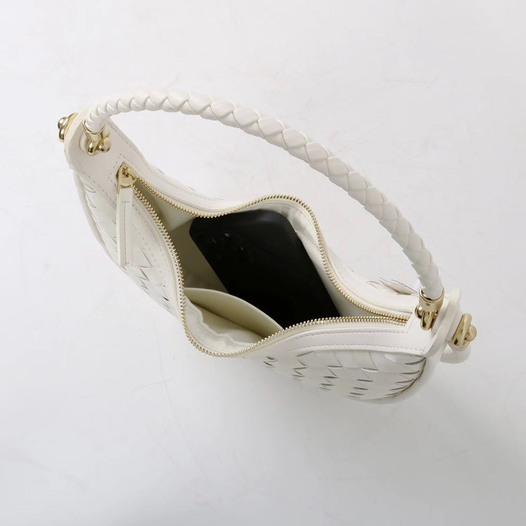 質感真皮|編織半月包Hobo腋下包2025新款百搭單肩大容量女包斜挎手提包「6032」25.02-2