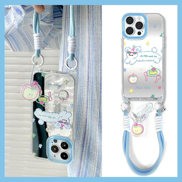 手機殼|15/14pro蘋果手機殼夏天13適用iPhone14pro掛繩鏡面殼12/11女「LR0852」24.07