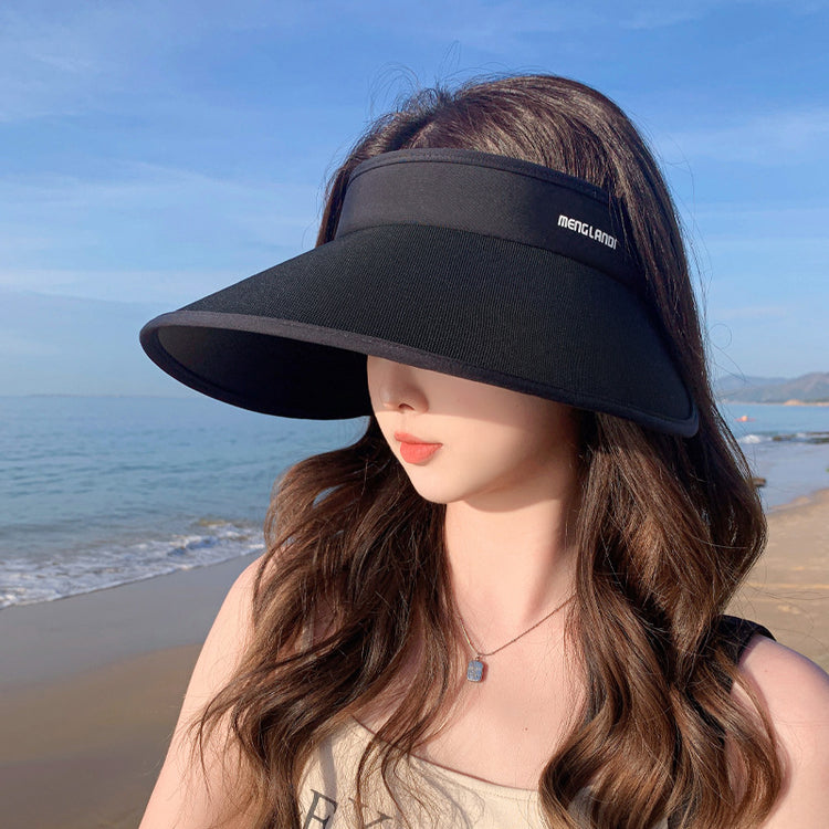 流行帽子|夏季遮陽防曬高級感冰絲材質空頂帽加寬帽簷防紫外線遮臉遮陽帽女「C3708」24.03-2