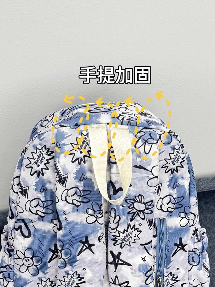 致青春|韓系ins高顏值小眾設計彩色個性塗鴉背包初高中生輕便雙肩包「8647-128」25.10-2