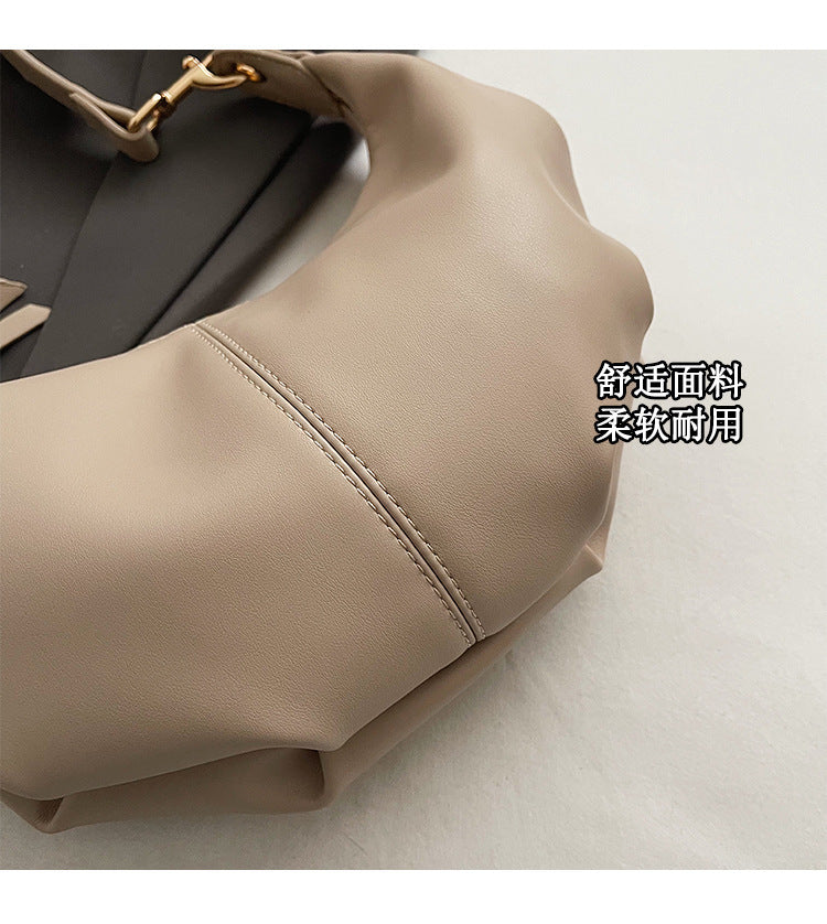 日韓流行|軟皮大容量餃子包女2025新款斜挎大包韓版百搭通勤單肩包「9614#」25.06-2