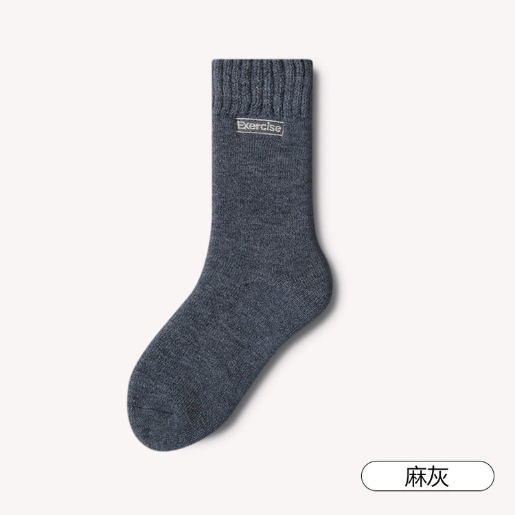 女襪|高彈羅口襪子男秋冬款加絨加厚蓄熱羊絨襪軟糯親膚舒適保暖中筒襪「AX24336」24.12-1