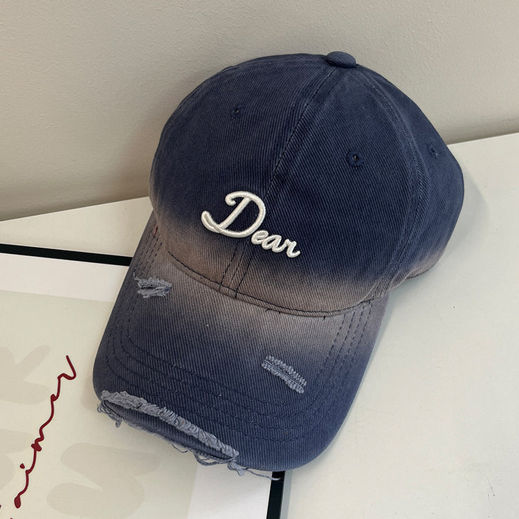 流行帽子|2024新款街頭復古文藝百搭立體繡扎染破洞棒球帽寬檐遮臉防風帽子「C4579」24.10-5