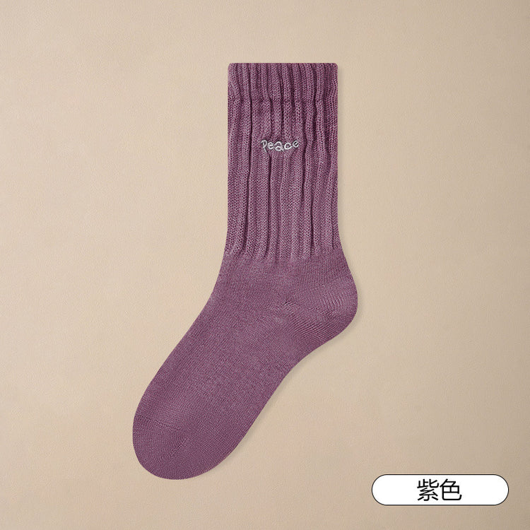 女襪|灰色堆堆襪子女秋冬蓄熱加厚保暖羊毛襪彈力貼膚軟糯舒適中筒襪「MK4224」24.12-1