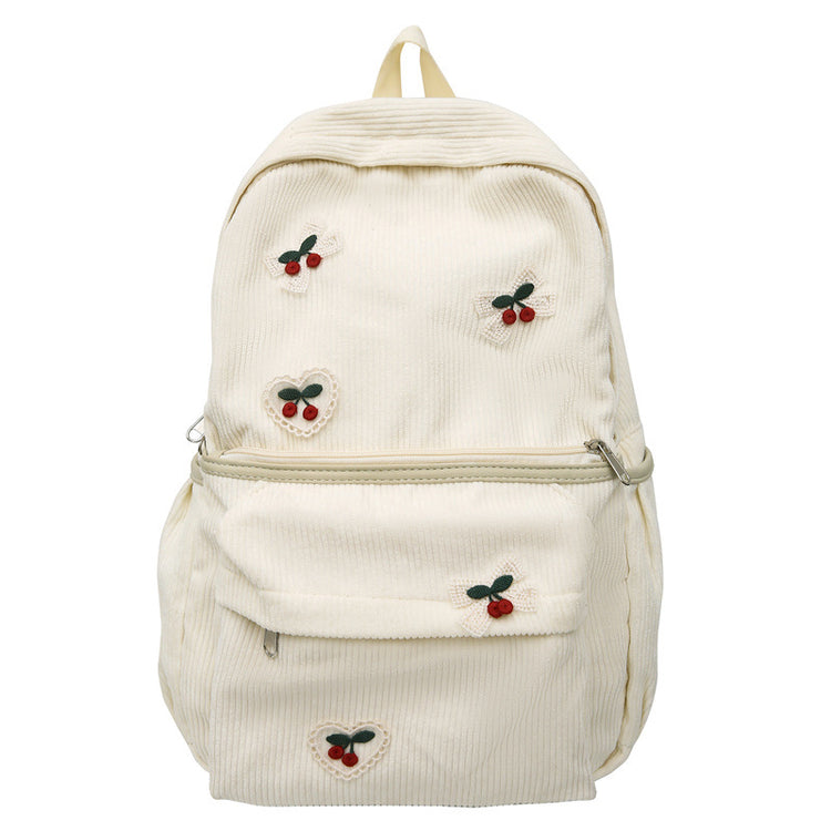 致青春|甜美可愛女孩雙肩包蕾絲櫻桃蝴蝶結背包大容量百搭上課學生書包「811-132」25.03-2