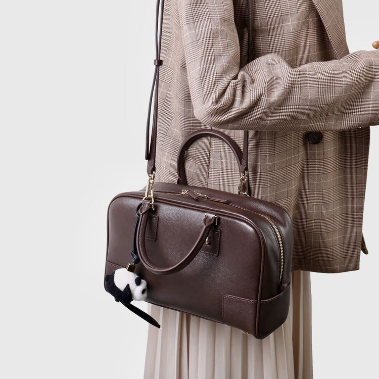 質感真皮|冬季新款保齡球包波士頓包手提包包女枕頭包百搭小方包單肩斜挎包「3660」24.11-4