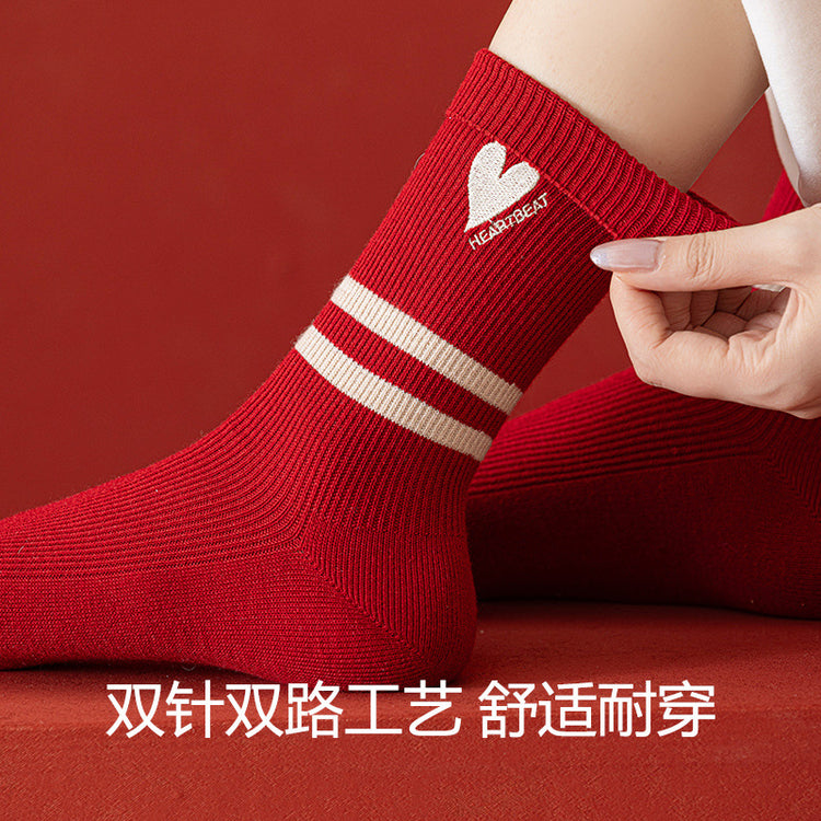 女襪|蛇年本命年襪子女紅色喜慶禮盒款新年襪舒適耐穿蓄熱保溫羊毛襪「MZ24173」24.11-1