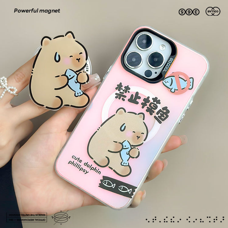 手機殼|蘋果15Pro手機殼iPhone14適用mate60支架華為P70磁吸磨砂鐳射「LR0867」24.07