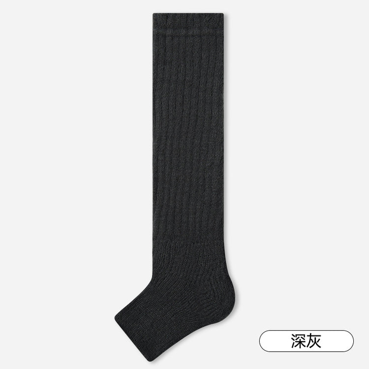女襪|灰色針織襪套女秋冬季蓄熱加厚保暖羊絨襪彈力親膚舒適Y2K腿套「MZ24134」24.12-4