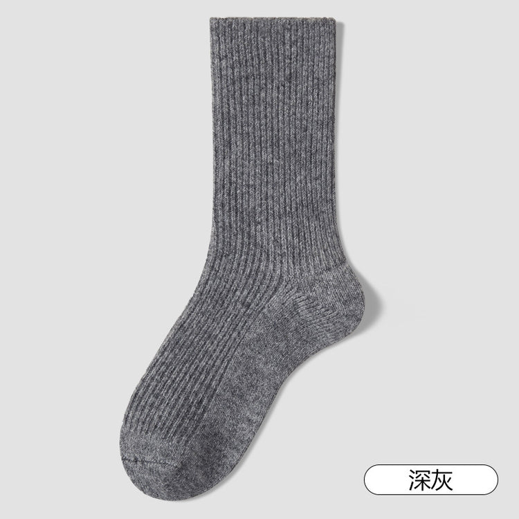 女襪|冬季加厚襪子女雙針耐磨保暖抗寒羊毛襪親膚舒適彈力竪條中筒襪「FM2680」25.10-4
