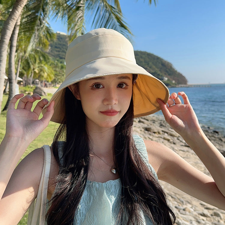 流行帽子|夏季漁夫帽百搭休閒遮陽帽女大檐遮臉顯臉小防曬防紫外線太陽帽子「C2315」24.04-3