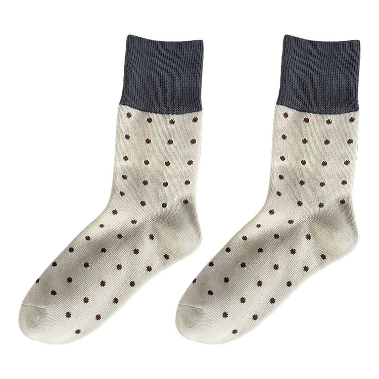 女襪|襪子女士經典撞色波點個性復古堆堆襪秋冬季保暖學院風中筒襪「YJ23128」25.10-1