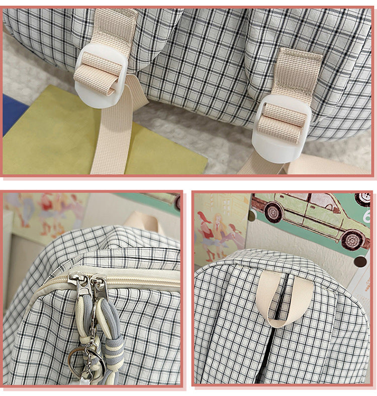 致青春|高顏值森系小清新格子少女心旅行雙肩包韓版ins風學生黨上課背包「1392-132」25.12-1