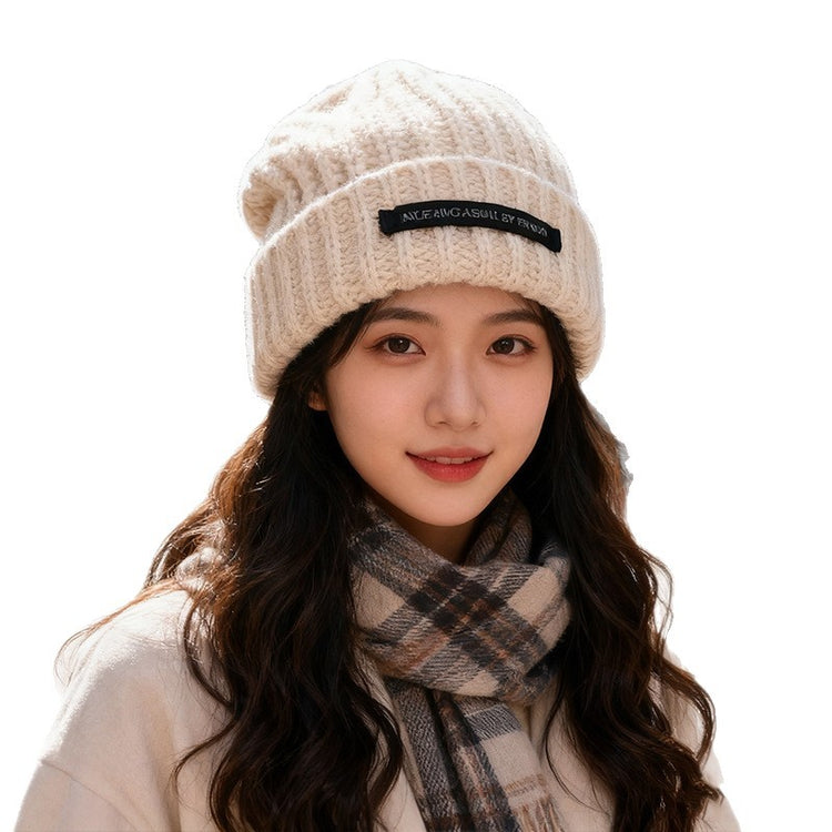 流行帽子|2025年帽子女粗針織毛線帽秋冬款季百搭大頭圍米色寬松潮顯臉小帽「C2885AC」25.09-5