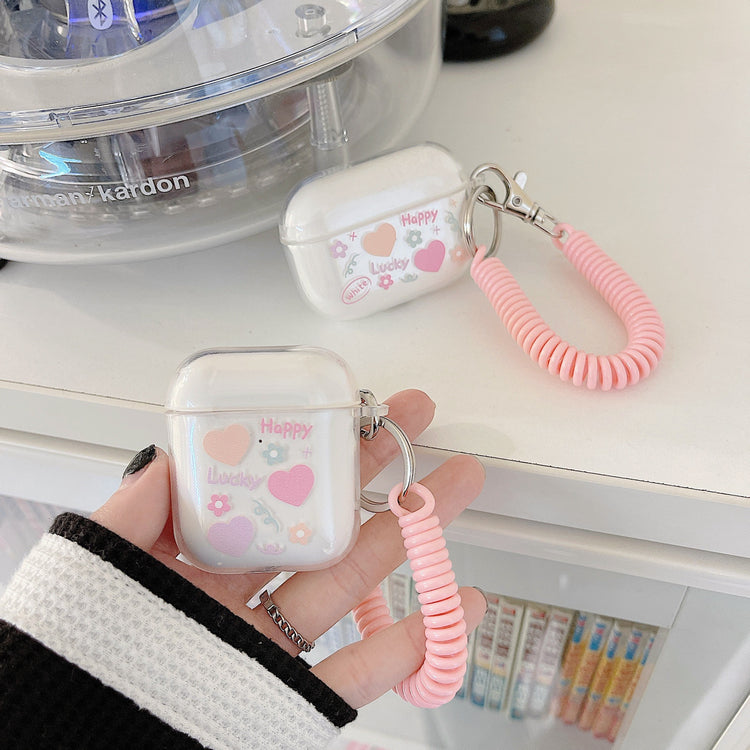 耳機套|適用2/3代無線藍牙耳機保護套愛心airpodspro殼帶掛繩tpu「BQ2247」24.07
