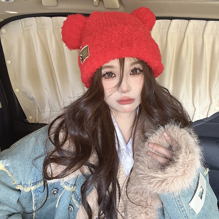 流行帽子|2025年新年紅帽子喜慶百搭防寒帽男女百搭針織帽時尚堆堆帽子批發「C4896」25.01-2