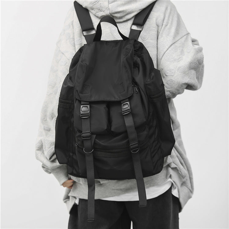 致青春|書包男學生大容量背包新款韓版街頭潮流工裝機能抽繩多口袋雙肩包「0960-132」24.09-4