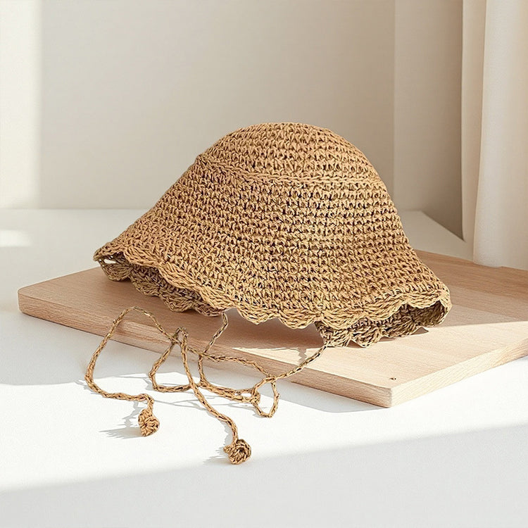 流行帽子|手工編織鏤空草帽子女夏可折疊海邊度假遮陽防曬帽百搭大檐太陽帽「C5326」25.06-3