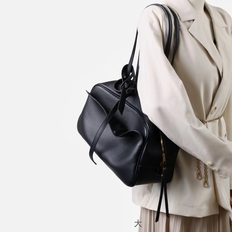 質感真皮|2025全新百搭輕奢小眾高級感波士頓大包肩托特枕頭通勤保齡球包「6163」25.07-1