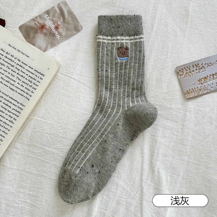女襪|10A抑菌襪子女點子紗學院風吸汗透氣中筒襪棉質親膚舒適堆堆襪「MK5110」25.08-1