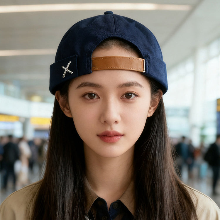 流行帽子|帽子男瓜皮帽日系地主帽韓版街頭潮人嘻哈帽無檐女雅痞時尚地痞帽「C2584」25.09-3