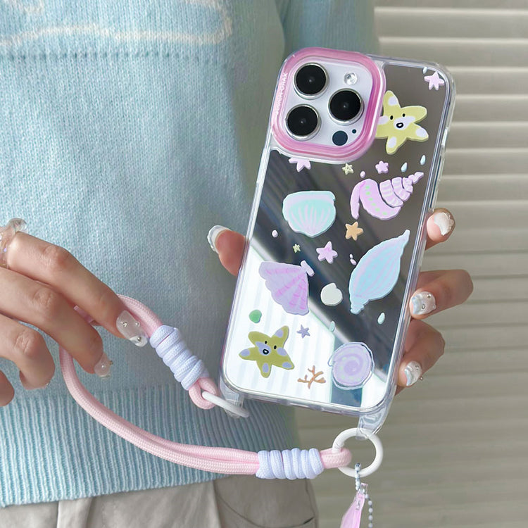 手機殼|蘋果15女iPhone14適用12promax掛繩鏡面手機殼蘋果殼夏天11「WL0070」24.07