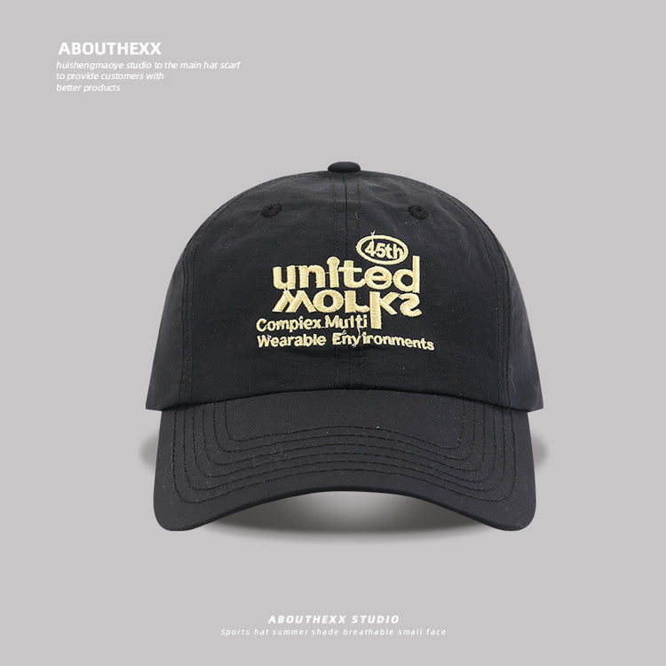 流行帽子|韓版字母刺繡黃色棒球帽子女春夏季大頭圍顯臉小速乾遮陽鴨舌帽男「C4969」25.03-3