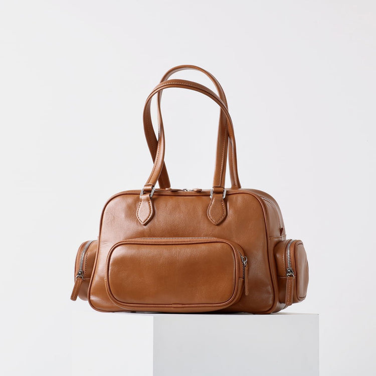 質感真皮|2024新款復古運動手提包機車包大容量秋冬單肩公文包休閒真皮女包「3301」24.12-4