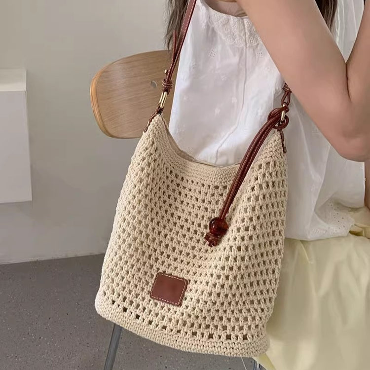 日韓流行|編織鏤空包女2024新款夏季海邊度假旅遊托特包沙灘包單肩腋下包「9458#」24.09-1