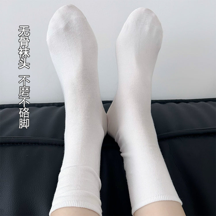 女襪|灰色堆堆襪子女棉質柔軟親膚舒適彈力中筒襪ins潮簡約好搭無骨襪「MS5011」25.03-2