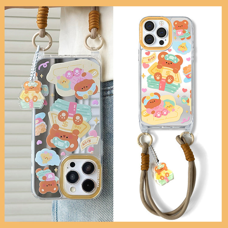 手機殼|13promax卡通11蘋果15手機殼女iPhone14pro適用12掛繩鏡面殼「WM0625」24.07
