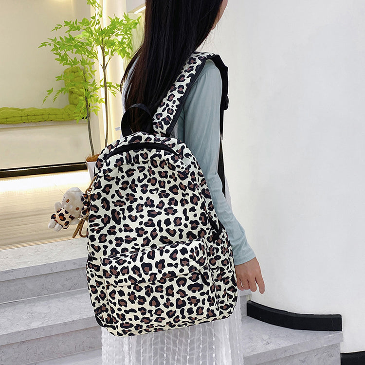 致青春|跨境海外熱銷時尚豹紋背包潮流印花時尚雙肩包女洋氣百搭大學生書包「5504」24.10-5