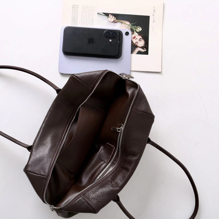 質感真皮|2025新頭層牛皮大容量手提輕奢單肩包休閒通勤高級感腋下托特包「6166」25.11-2