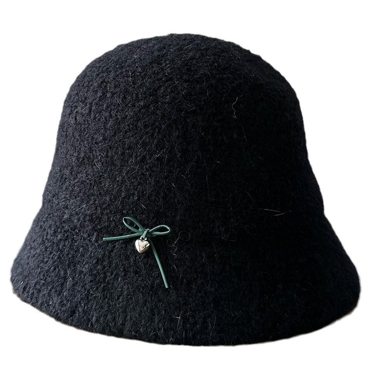 流行帽子|羊毛兔毛混紡漁夫帽女士秋冬新款顯臉小時尚蝴蝶結冬季保暖帽子「M2708S」24.10-2