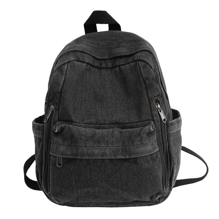 致青春|日系水洗牛仔帆布書包女高中大學生雙肩包時尚簡約旅行背包「090-320」24.04-2