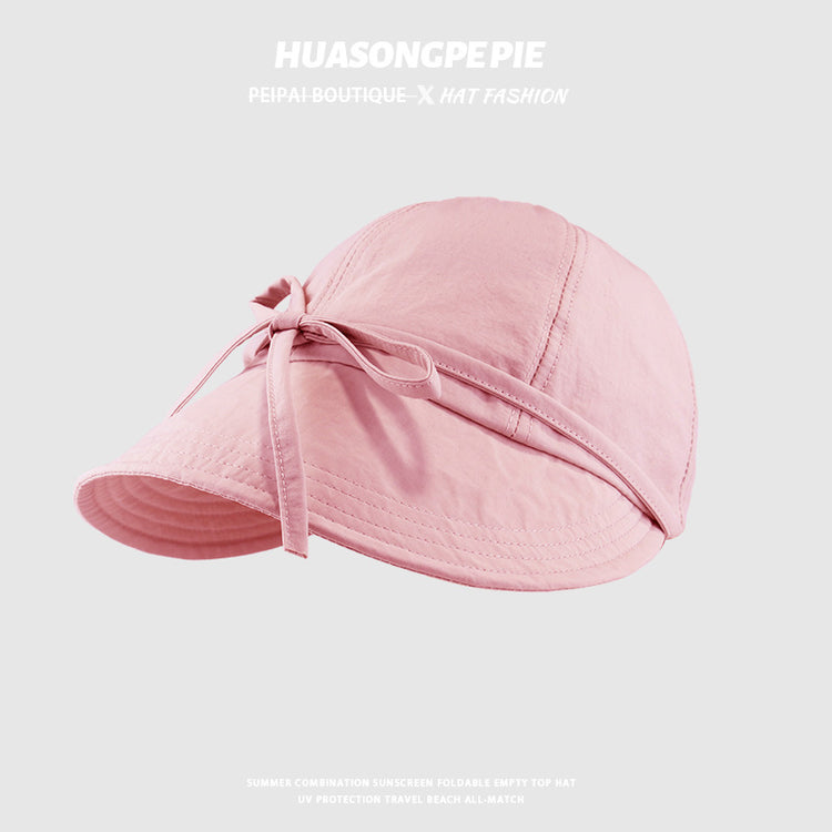 流行帽子|遮陽帽子女2024新款夏季速乾蝴蝶結漁夫鴨舌帽防曬防紫外線太陽帽「C3765」24.03-4