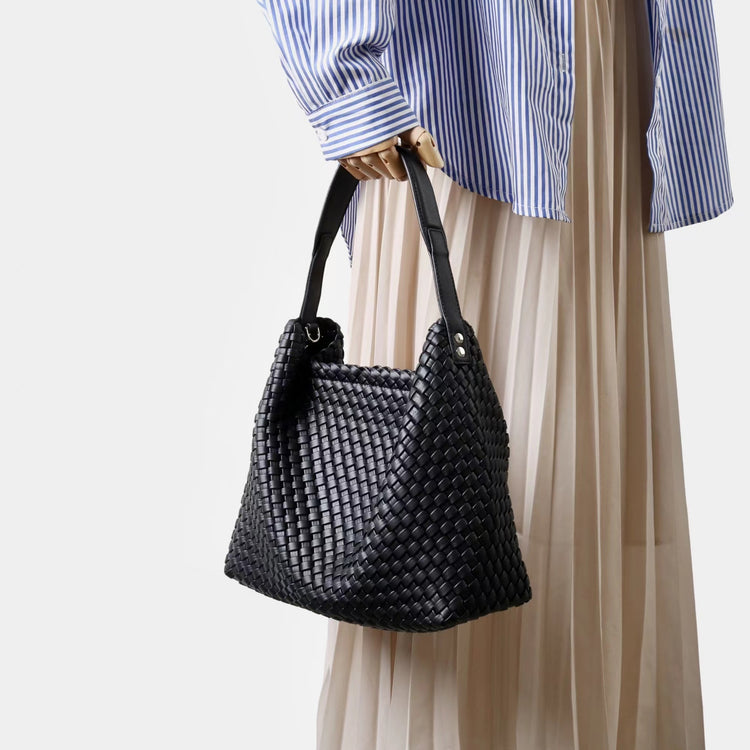 質感真皮|2025新款編織托特包女新款小眾設計高級感通勤大容量單肩腋下包包「7030」25.06-3