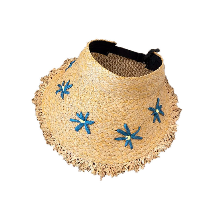 流行帽子|夏季海邊沙灘出遊帽子女休閒草編空頂帽大檐防紫外線防曬遮陽帽潮「C5311」25.06-2