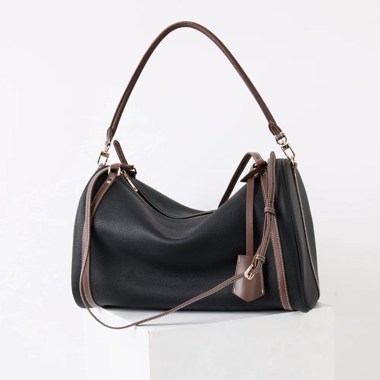 質感真皮|2025新頭層牛皮保齡球腋下包托特包波士頓枕頭包手提單肩斜挎包「6189」25.11-4