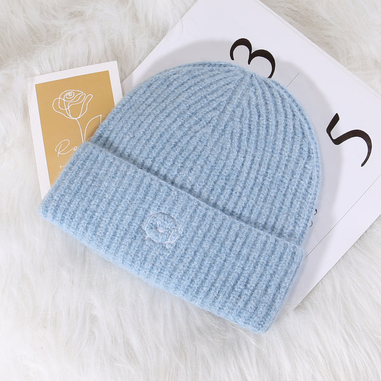 流行帽子|秋冬可愛卡通刺繡針織帽子女大頭圍保暖護耳帽顯臉小毛線帽男冷帽「C5580」25.09-4