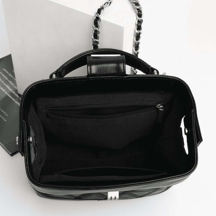 質感真皮|牛皮法式小眾菱格鏈條包包女時尚手提包通勤單肩斜挎小包「8073」24.05-4