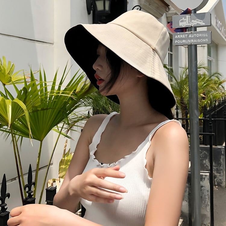流行帽子|帽子女雙面漁夫帽日系大沿韓版遮陽帽夏季百搭防曬防紫外線太陽帽「E09419」25.03-2