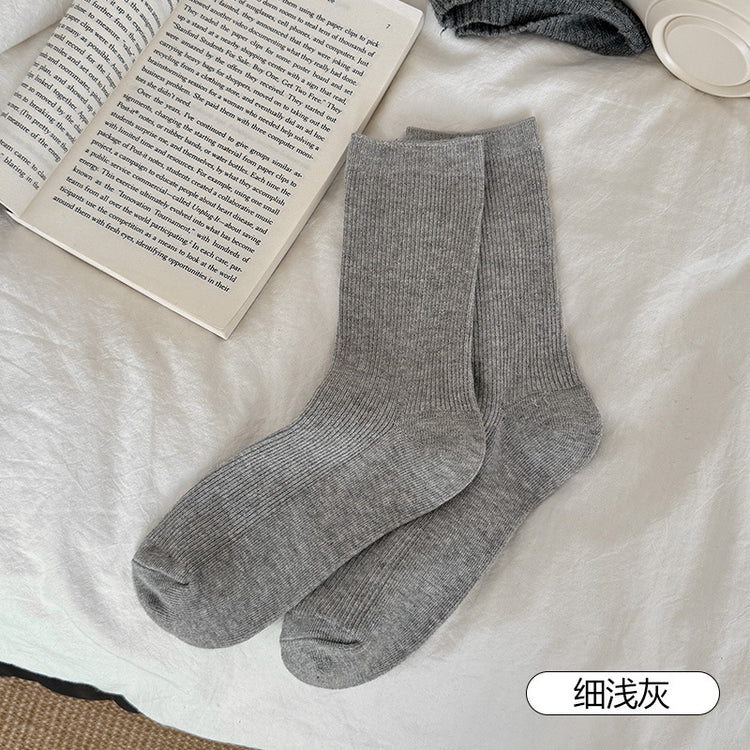 女襪|襪子女士雙針抗起球抑菌防臭中筒襪棉質吸濕排汗透氣堆堆襪「ZXF24013」25.02-1