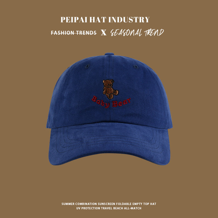 流行帽子|日系新款可愛小熊刺繡字母棒球帽ins風經典百搭個性軟頂休閒帽子「C4416」24.09-3