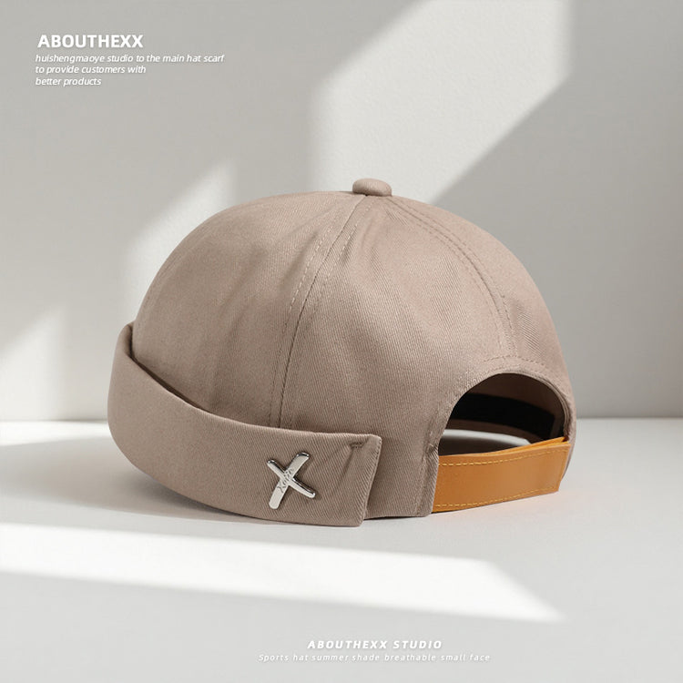 流行帽子|帽子男瓜皮帽日系地主帽韓版街頭潮人嘻哈帽無檐女雅痞時尚地痞帽「C2584」25.09-3