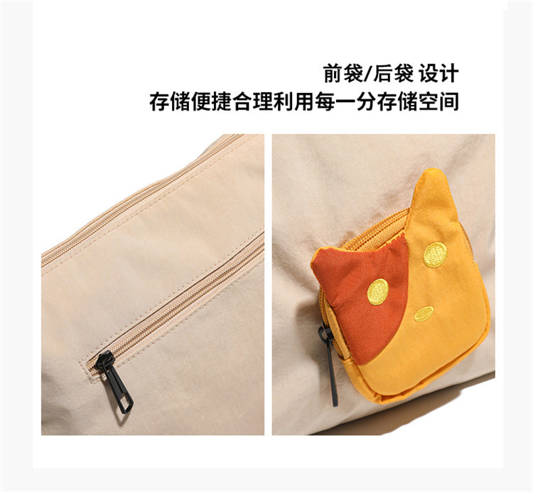 致青春|可愛貓咪斜背包卡通休閒韓版輕便小背包大容量設計感通勤單肩包「909-123」25.06-2