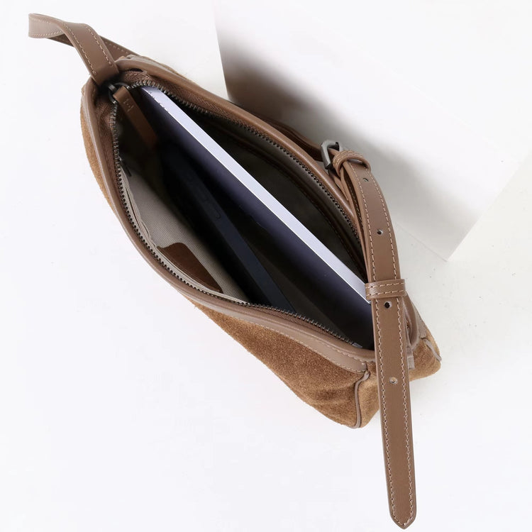 質感真皮|2025新款磨砂美拉德復古百搭韓版單肩斜背包小眾設計休閒托特包包「6179」25.09-3